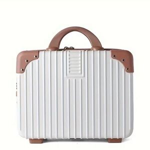 White and Brown Hard Shell Suitcase